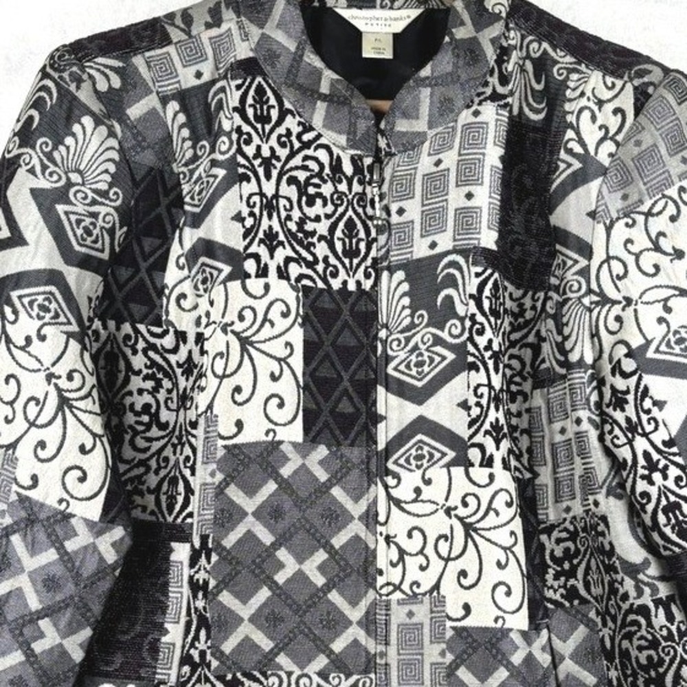 Christopher & Banks Patchwork Tapestry Jacket Womens PL Zip Front